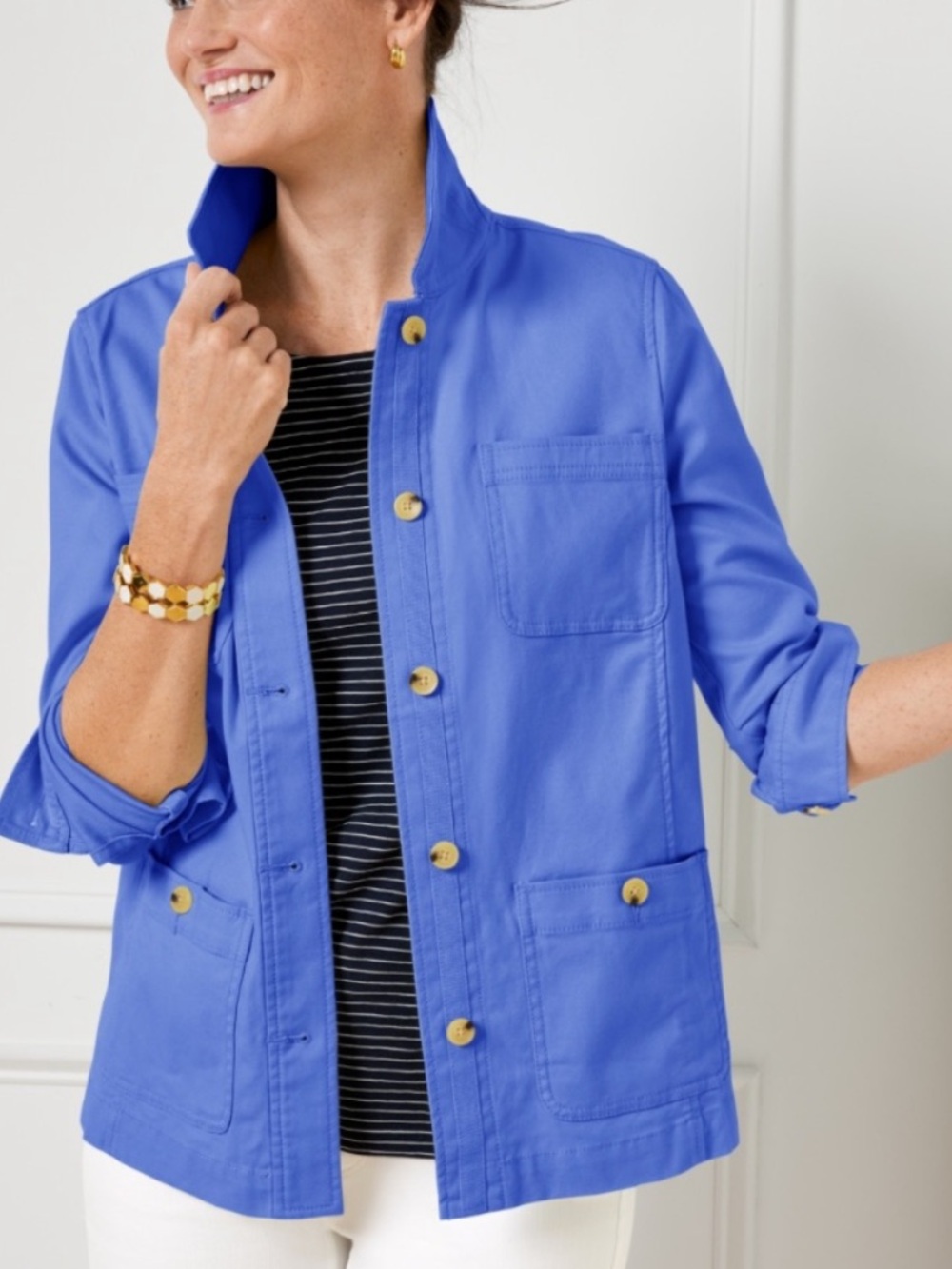Talbots Blue Casual Classic Button Down Lightweight Jacket, Size XL